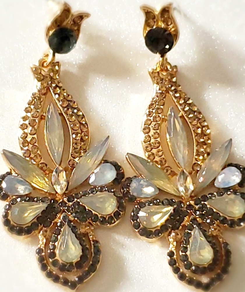 Marquis cluster rhinestone pave earrings